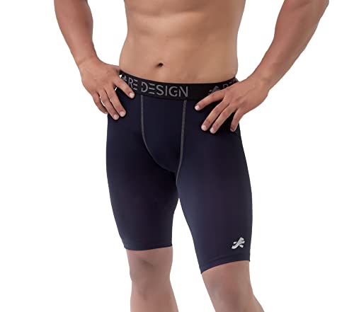 ReDesign Apparels Printed Compression Men’s Nylon Shorts Tights Skins (Medium, Navy Blue)