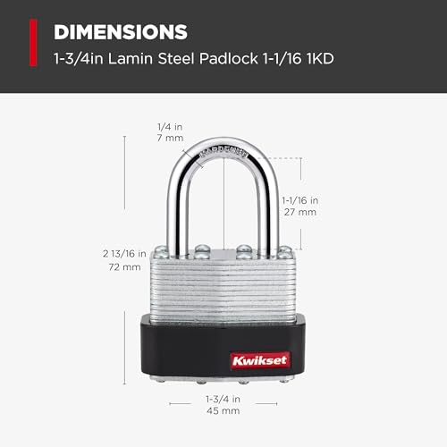Kwikset Laminated Steel Padlock with Hardened Steel Shackle, 4-Pack, Silver - image 3