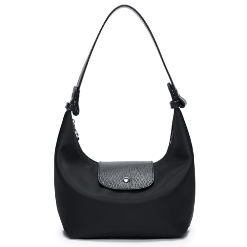 Mini Nylon Handbag for Women Crossbody, Small Shoulder Bag with 2 Straps, Convertible Dumpling Purse, Crescent Underarm Bag