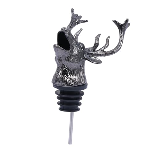 KOMBIUDA 1pc Christmas Wine Pourer Wine Beverage Bottle Stoppers Electric Wine Decanter Reindeer Bottle Stopper Elk Head Wine Pourer Wine Vacuum Pump and Stopper Pouring Black Zinc Alloy