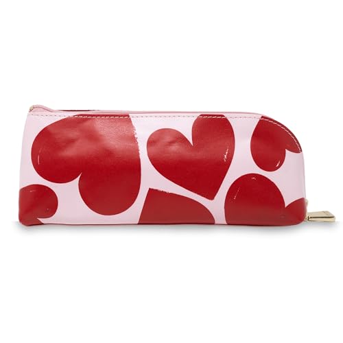 Image of kate spade new york Pen and Pencil Case with Office Supplies, Zip Pouch Includes 2 Pencils, Sharpener, Eraser, and Ruler, Sweet Hearts