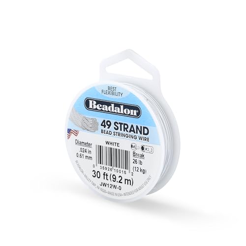 Beadalon 49 Strand Stainless Steel Beading Wire, White - .024in/0.61 mm