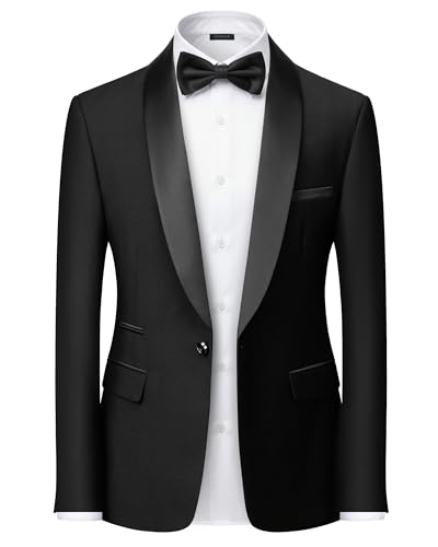 Hihawk Men's Casual Slim Fit Blazer, One Button Shawl Lapel Jacket, Lightweight Tuxedo for Dinner Prom Party Wedding