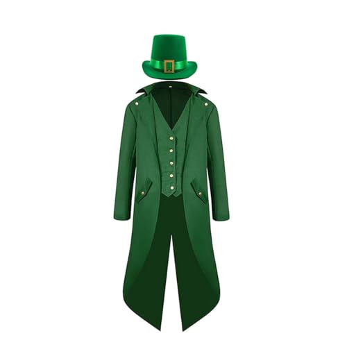 Costume de la Saint-Patrick steampunk et manteau vintage vert de fête irlandaise