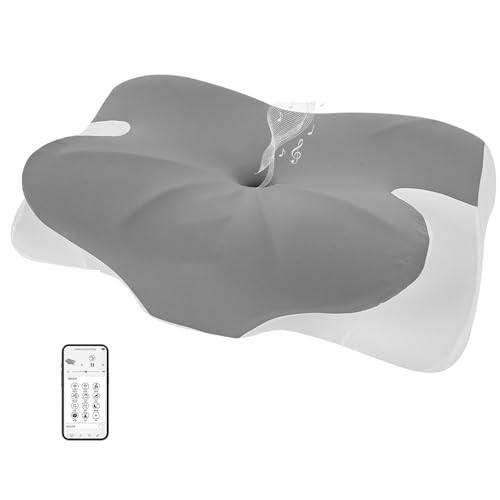 Almohada de espuma viscoelástica con altavoz conductor de huesos, almohada inteligente para el cuello con ruido blanco, control de aplicación, almohada ergonómica para dormir de lado, espalda y boca