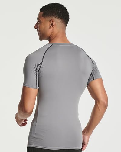 Real Essentials 4 Pack: Men's Short Sleeve Compression T-Shirt Base Layer Undershirt Athletic Top (Available in Big & Tall)