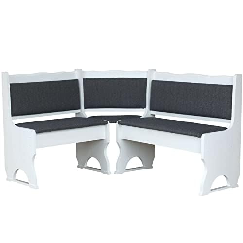 Tapicería de madera de pino, color blanco con tapicería de madera maciza, color gris oscuro (120 x...