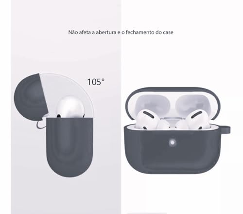 Capa de Silicone Compatível Case AirPods Pro e Pro 2 (Preto)