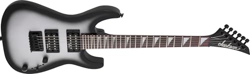 Jackson JS Series Dinky Minion JS1X, kompakte und leistungsstarke E-Gitarre mit Amaranth-Griffbrett zwei Hochleistungs-Humbuckern und sattem Klang. geeignet für Rock und Metal in Metallic Silverburst
