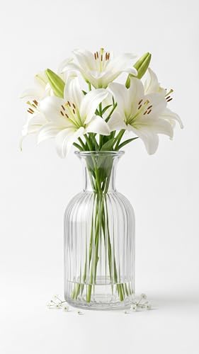 Clear Salai Glass Flower Vase – Handcrafted Hand-Blown Decorative...