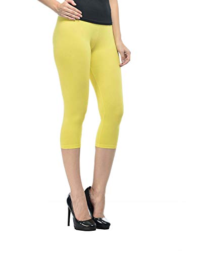Image of Frenchtrendz Women's Cotton Spandex Stretchable Mid Rise Slim Fit Legging Capris (XS-4XL)