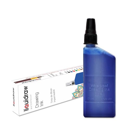 Encre à dessin bleue pour stylo technique - 25 ml - Compatible avec les stylos Isograph Rotring