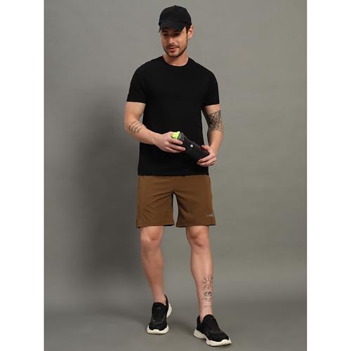 Image of ATICX Polyester Shorts for Men - Quick Dry Lightweight with Zipper Pockets - Gym, Running, Jogging, Training Half Pants for Basketball, Swimming, Badminton, Cycling, Football, Outdoor & Home Wear
