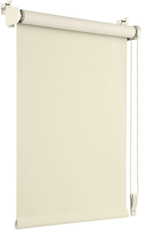 OBdeco zatemňovacia roleta bez vŕtania 50x160 cm (šírka látky 46 cm), krémová tepelnoizolačná roleta so striebornou vrstvou, ochrana pred slnkom s bočným ovládaním na okná a dvere
