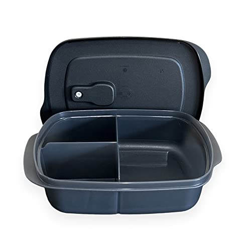 Tupperware CrystalWave Microwave Divided Rectangle Dish Container Black Tupperware CrystalWave Microwave Divided Rectangle Dish Container Black