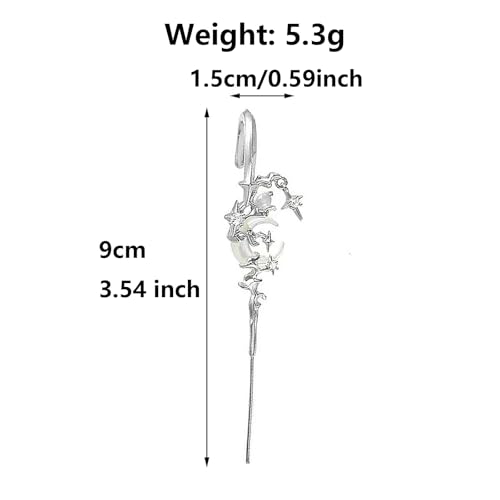 2PCS Myth Of The Moon Ear Hook Needle Piercing Earring Needle Ear Piercing Hook Earrings Jewelry Fashion Dangle Stud Birthday Gifts Best Friend For Women2