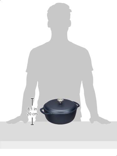 AmazonBasics Enameled Cast Iron Dutch Oven-4.3-Quart, Matte Navy, 4.3QT - Thumbnail 2