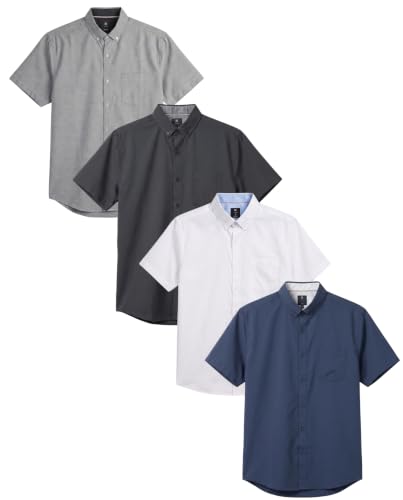 Image of Visive Mens Shirts Multi Packs Short Sleeve Button Down Dress Shirts Solid Color Big and Tall