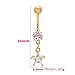 Cykdohy 14G Rhinestone Star Dangle Belly Navel Ring for Women Men Stainless Steel Crystal Starfish Pentagram Dangling Belly Button Rings Curved Barbell Stud Fashion Statement Piercing Jewelry (Gold)