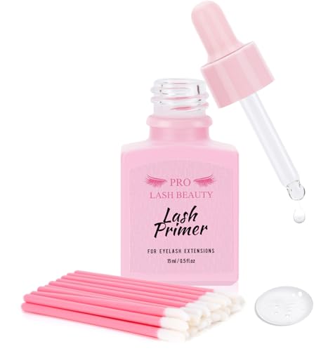 Lash Primer for Eyelash Extensions, 15ML Eyelash Primer, Lash Extension Primer Pre-Treatment Protein Oil Remover Clean Natural Lashes Increase Glue Bonding Retention Special Dropper (Clear, 15ml)