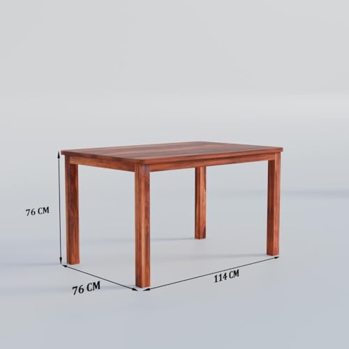 Image of VK Furniture Solid Wood 4 Seater Dining Table Set for Home | Sheesham Wood Dining Table with High Back Designer Cushioned Chairs | Four Seater Dinning Table with 4 Chairs for Home | Natural Finish