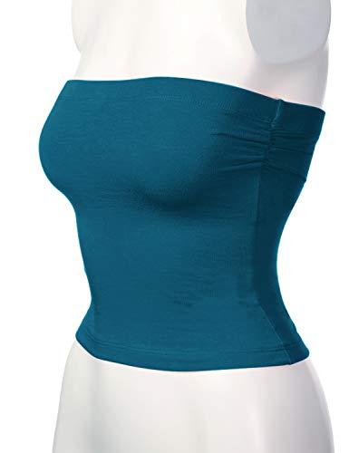 Image of Women's Shapewear Tube Tops Strapless Ruched Built-in Shelf Bra Casual
