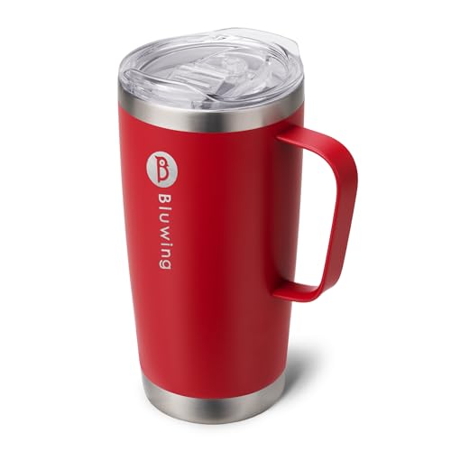 Image of 20 oz Insulated Tumbler with Handle Stainless Steel Travel Coffee Mug with Lid and Straw, Double Wall Tumbler Cups for Women and Men, BPA Free (Canyon Red)
