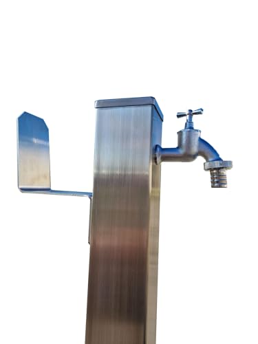 Wassersäule Edelstahl 3/4' Zoll 95 cm mit SchlauchhalterWasserverteiler Wasserzapfstelle Zapfstelle 95 cm