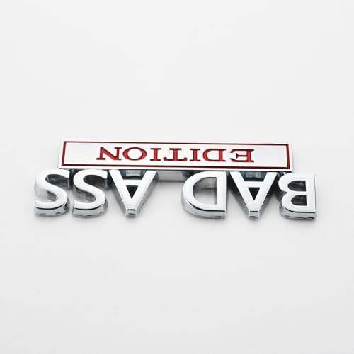 Image of 2Pc Bad Ass Edition Emblem 3D Badge Stickers with Double Tape for Cars, Trucks, Motorcycles, Boats (Chrome Red)