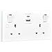 Price comparison product image BG Electrical 922UAC-01 Double Switched Fast Charging Power Socket with Type A and C USB Charging Ports, 13 A, White Moulded