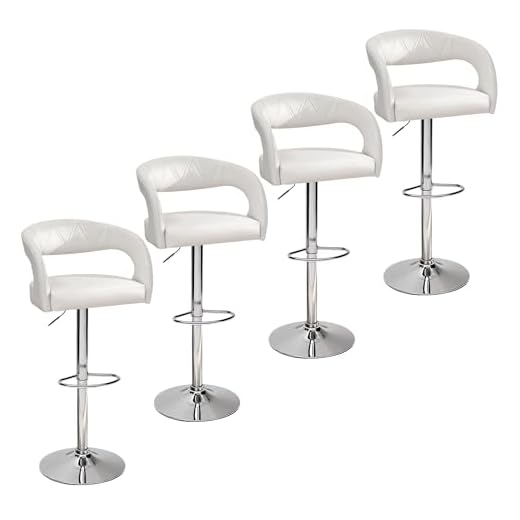 VECELO Bar Stools Set of 4 Swivel Modern Pu Leather Adjustable Barstools, Kitchen Counter Bar Stools, Island Chairs for Bar, Kitchen, Dining Room (White)