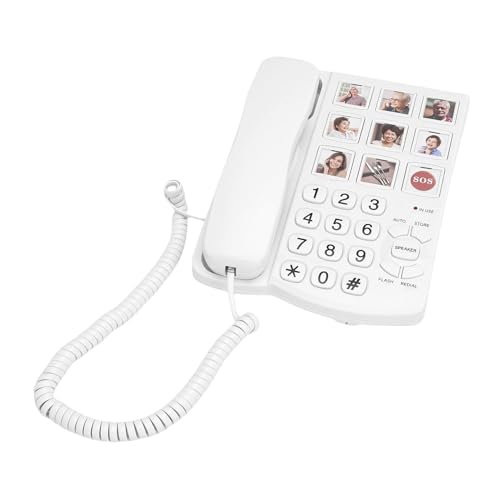 ASHATA Big Buttons Phone for Seniors, Corded Landline Phone with One Touch Dialing Big Buttons, Wired Landline Telephone 98dB for Visually Impaired Old People
