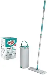 Rodo Flat Mop Lava e Seca com Balde, Microfibra, Cabo Inox 125cm, 5 Litros, Inclui 1 Refil