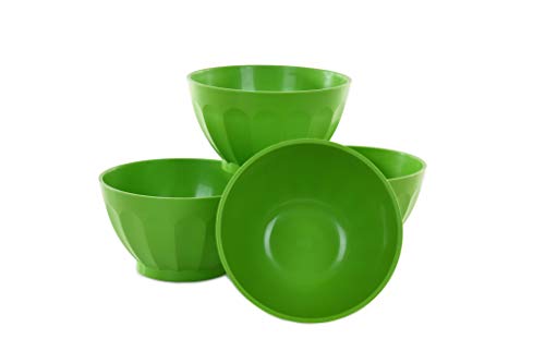 Mintra Unbreakable Plastic Bowl, Green 4Pk - Medium, 750Ml, 25Oz, 5.5Inw X 3Inh - (Part Of A Set) - Salad, Snacks, Breakfast Cereal, Fruit, Popcorn, Soup, Colorful, Shatterproof, Bpa Free #TOP24