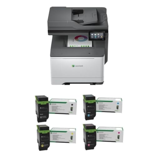 Lexmark CX532adwe Color Laser Wireless All-in-One (50M7040) Bundle with 75M10K0 Black 3K Yield Toner, 75M10C0 Cyan, 75M10M0 Magenta, and 75M10Y0 Yellow 2K Yield Toner