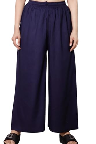 Image of KASANI Women's Solid Rayon Palazzo Pants Regular Palazo
