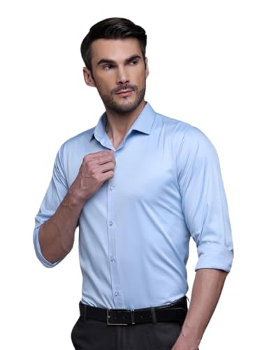 Image of IndoPrimo Men's Satin Shirt with Spread Collar Neck Line Solid Pattern Full Sleeves Regular Fit Western Style and Standard Length