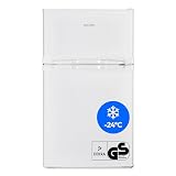 MEDION Mini Kühl-Gefrierkombination (85 Liter, 61L Kühlteil, 24L Gefrierteil, freistehend, 40 dB, transparente Gemüseschublade, Türanschlag wechselbar, MD 37689) weiß