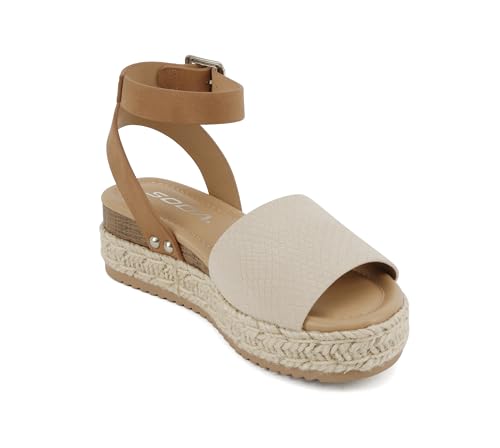 Image of Soda Little Kids /Children /Girls Topic-IIS Espadrille Flatform Wedge Open Toe Sandals