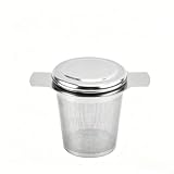 Colino da tè con coperchio in silicone, infusore a maglia fine in acciaio inossidabile 304 per foglie sciolte, filtro antiruggine per tazza e teiera, 10,4 x 7,5 cm (A)