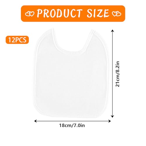 ALAHUGYEF Baby Lätzchen zum Bemalen,12 Stück Babylätzchen Weiß zum Bemalen, Baumwolle Wasserdicht Weiße Lätzchen, Geschenk für Babyshower Party, für Mädchen/Junge