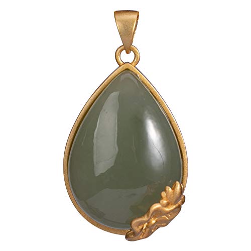 Collier saphir véritable et jade Hetian sur pendentif lotus pour femme chic