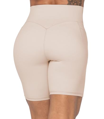 Image of Sunzel No Front Seam Biker Shorts for Women with Pockets, Yoga Workout Gym Bike Shorts with Tummy Control | 3, 5 Or 8-Inch Inseam, High Waisted, No Front Seam, Side Pockets, Buttery Soft, Compression Fit, Squat Proof, Tummy Control