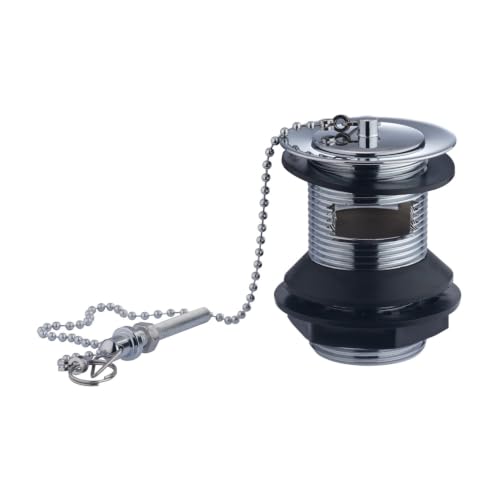 Image of Baystone 1 1/4" Slotted Basin Waste Plug with Chain, Chrome Finish, Bathroom Sink Drain Waste