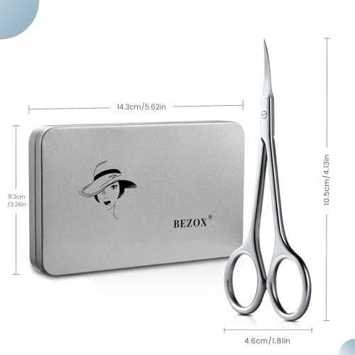 BEZOX Curved Cuticle Scissors – Precision Little Manicure Scissor Extra Fine Tip for Women, Sharp, Sleek, and Designed Finger Nails Scissor for Flawless Nail Care - Silver