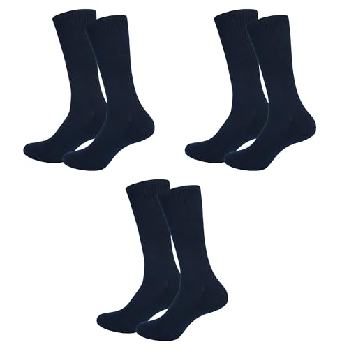 Image of 3 Pack Cotton Crew Socks for Womens Lightweight Casual Wear Business Socks, 6 to 9(WS1002-3NAV-3PK-6TO9)