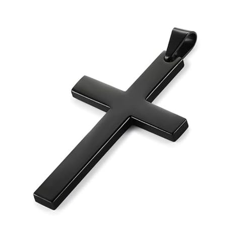 Tforester Cross Necklace For Man And Women, Titanium Steel Cross Pendant Necklace Best Gift For Men Women Boys Girls, 17.7 Inch Chain, Black #TOP3