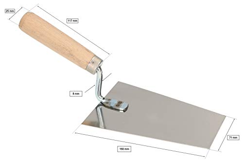 KOTARBAU® Edelstahl Trapezkelle 160 mm x 71 mm Maurerkelle mit Holzgriff Stukkateurkelle Putzkelle Stukkateurspachtel unabdingbar für Mauererarbeiten
