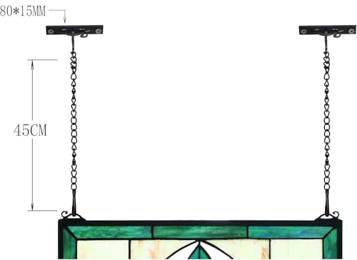 Yogoart Extra Large Horizontal Blue Victorian Stained Glass Window Panels Hanging Transom Window Panels (32 X 20)
