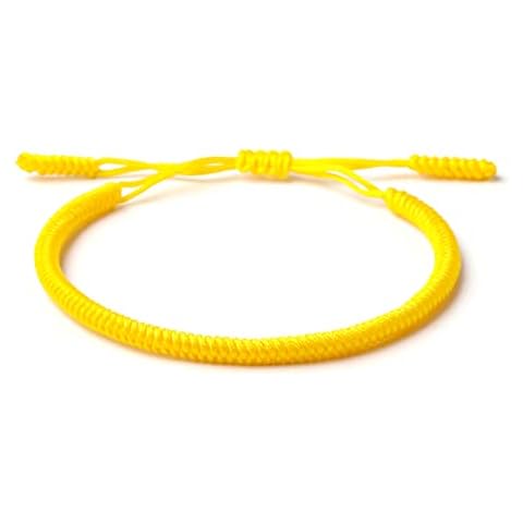 LUCKY BUDDHIST Handmade Bracelet + Buddhist Gift! Tibetan Good Luck String Armband. For Women, Men, Teens. Adjustable Size! Friendship present. Handcrafted rope woven chakra wristband | Yellow Cover